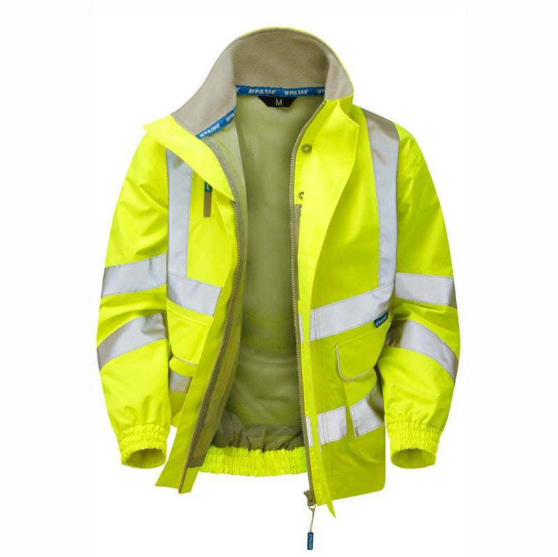 PULSAR P533 Hi-Vis Yellow Mesh Lined Waterproof Bomber Jacket - HI-VIS JACKETS & COATS