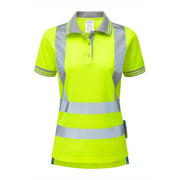 PULSAR P700 Ladies Hi-Vis Yellow Polo Shirt - HI-VIS T-SHIRTS