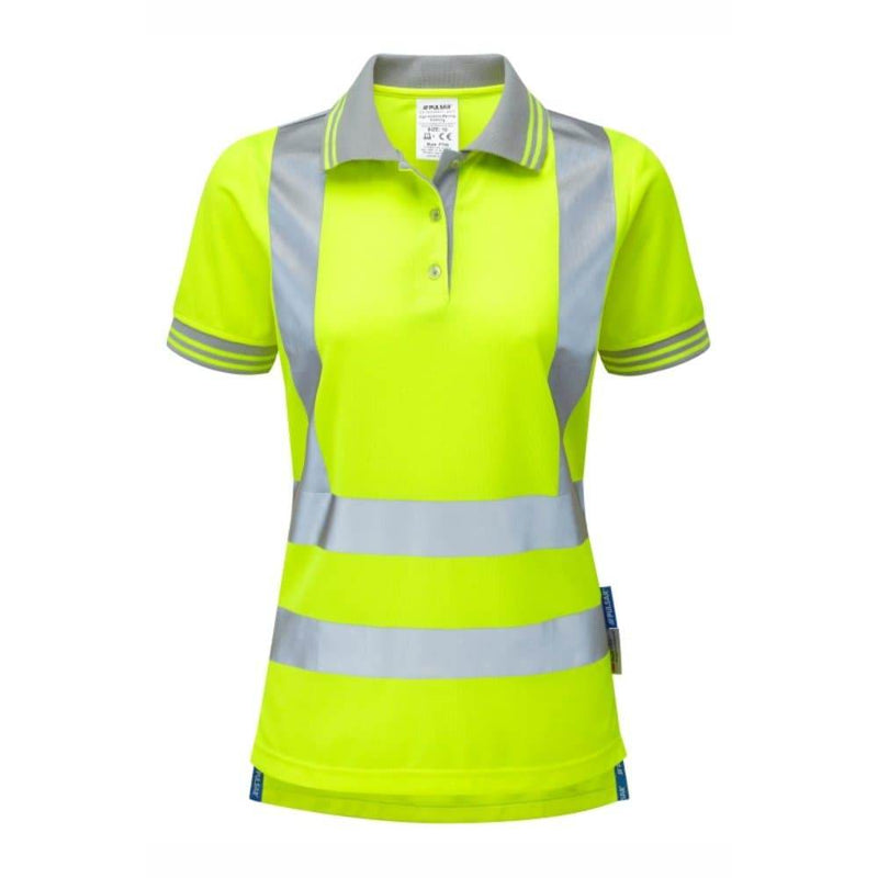 PULSAR P700 Ladies Hi-Vis Yellow Polo Shirt - HI-VIS T-SHIRTS