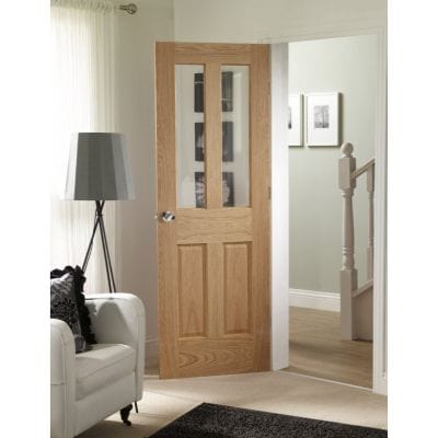 Malton Internal Oak Door with Clear Bevelled Glass - All Sizes -