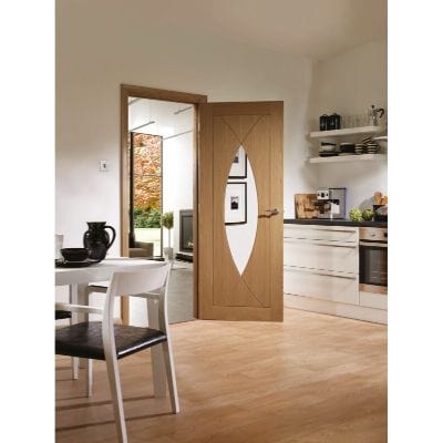 Pesaro Pre-Finished Internal Oak Door with Clear Glass -