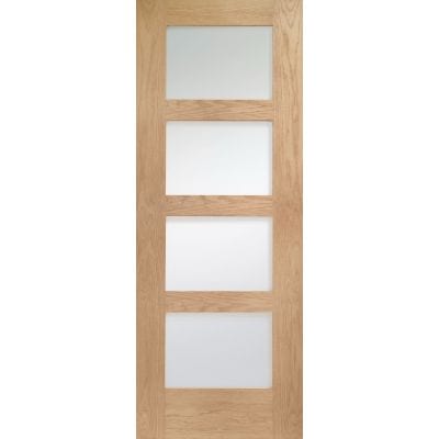 Shaker 4 Light Pre-Finished Internal Oak Door with Obscure Glass -