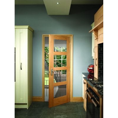 Internal Oak Pre-Finished Shaker 4 Light with Clear Glass -