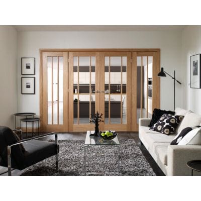 Worcester Internal Oak Rebated Door Pair with Clear Glass - Doors