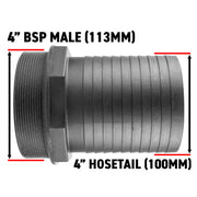 Pond Straight Connector 4" BSPM - 100mm - Home & Garden > Decor > Fountains & Ponds > Fountain & Pond Accessories POND