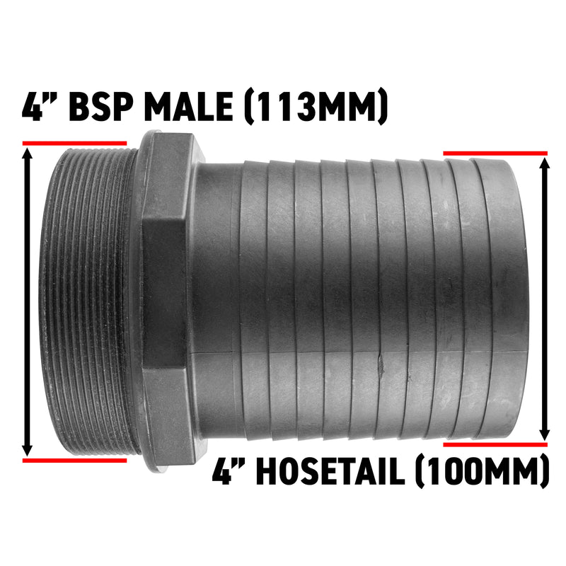 Pond Straight Connector 4" BSPM - 100mm - Home & Garden > Decor > Fountains & Ponds > Fountain & Pond Accessories POND