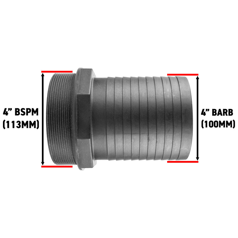 Pond Straight Connector 4" BSPM - 100mm - Home & Garden > Decor > Fountains & Ponds > Fountain & Pond Accessories POND