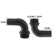 Pond Elbow Connector 1" BSPM- 25mm - Home & Garden > Decor > Fountains & Ponds > Fountain & Pond Accessories POND