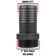 Pond Straight Connector 2" BSPM - 50mm - Home & Garden > Decor > Fountains & Ponds > Fountain & Pond Accessories POND