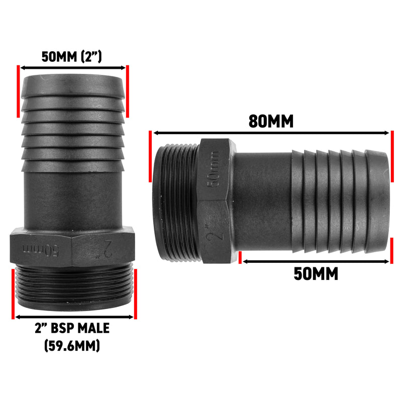 Pond Straight Connector 2" BSPM - 50mm - Home & Garden > Decor > Fountains & Ponds > Fountain & Pond Accessories POND