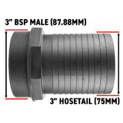 Pond Straight Connector 3" BSPM - 75mm - Home & Garden > Decor > Fountains & Ponds > Fountain & Pond Accessories POND