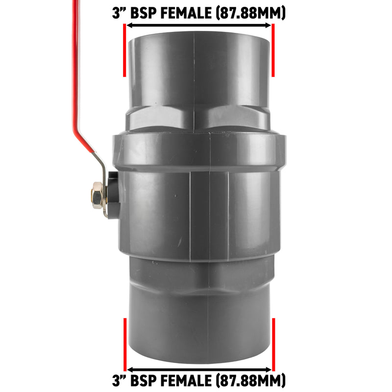 PP 3" BSPF Stopcock with Stainless Steel Ball Valve and Handle - Hardware > Plumbing > Plumbing Fittings & Supports Tech Hose & Fittings