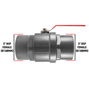 PP 3" BSPF Stopcock with Stainless Steel Ball Valve and Handle - Hardware > Plumbing > Plumbing Fittings & Supports Tech Hose & Fittings