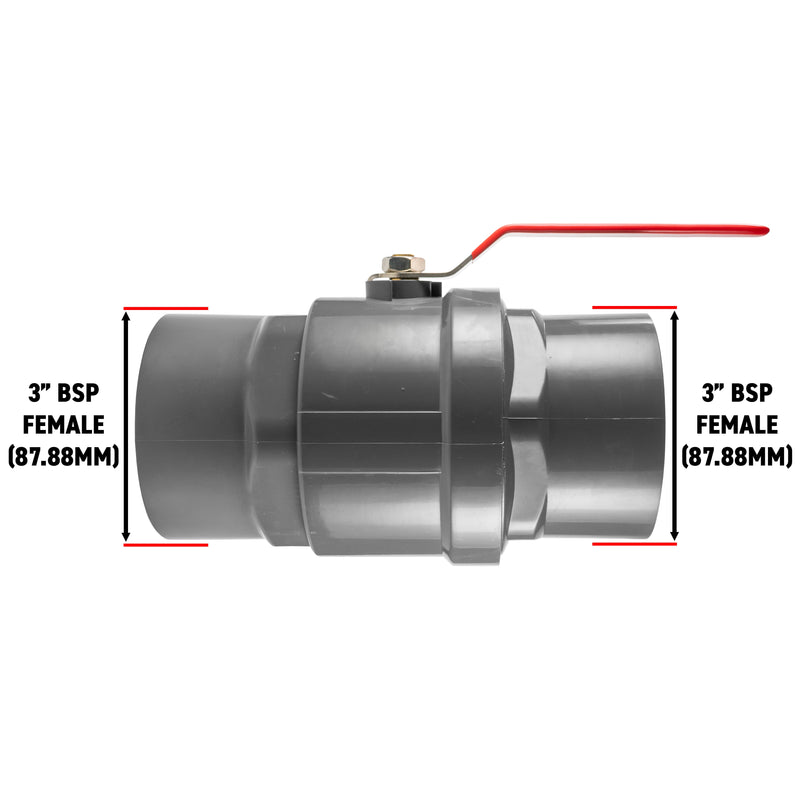 PP 3" BSPF Stopcock with Stainless Steel Ball Valve and Handle - Hardware > Plumbing > Plumbing Fittings & Supports Tech Hose & Fittings