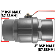 PP 3" BSPF Stopcock with Stainless Steel Ball Valve and Handle - Hardware > Plumbing > Plumbing Fittings & Supports Tech Hose & Fittings