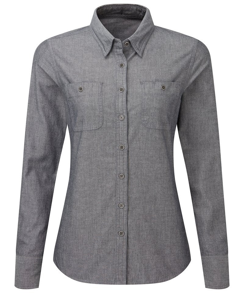 Organic Womens Chambray Work Shirt Sizes XS to 3XL - Sustainable Workwear Range