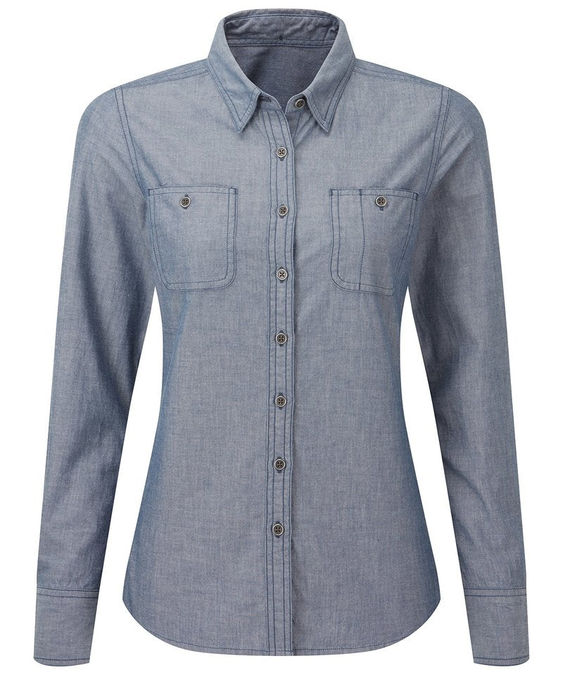 Organic Womens Chambray Work Shirt Sizes XS to 3XL - Sustainable Workwear Range