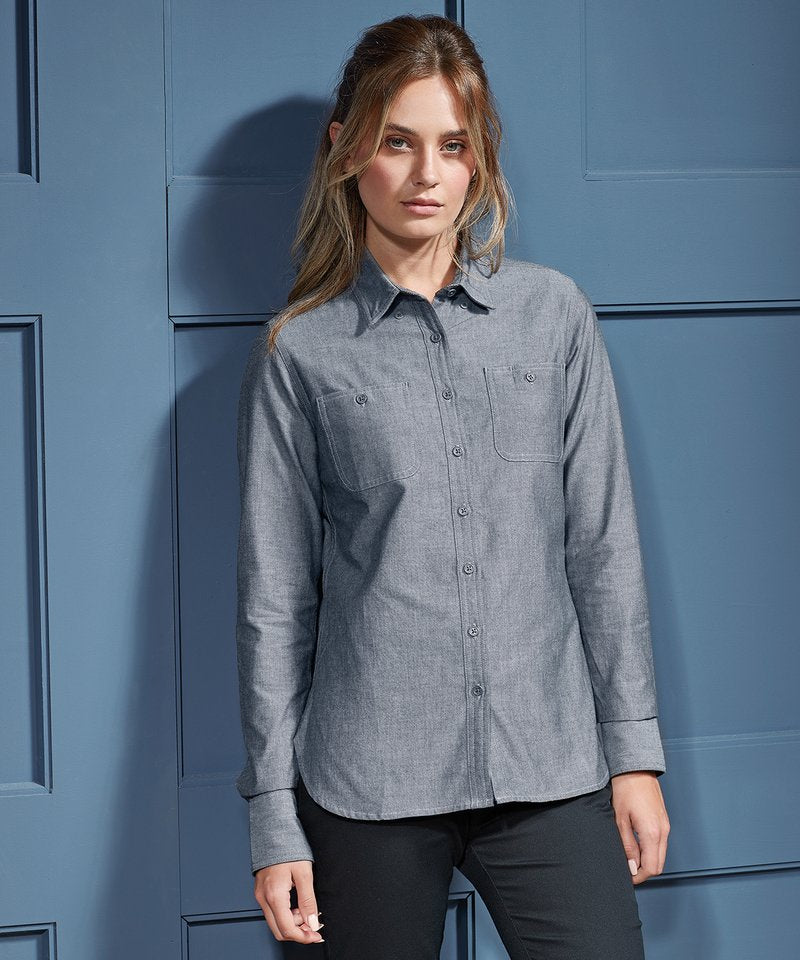 Organic Womens Chambray Work Shirt Sizes XS to 3XL - Sustainable Workwear Range
