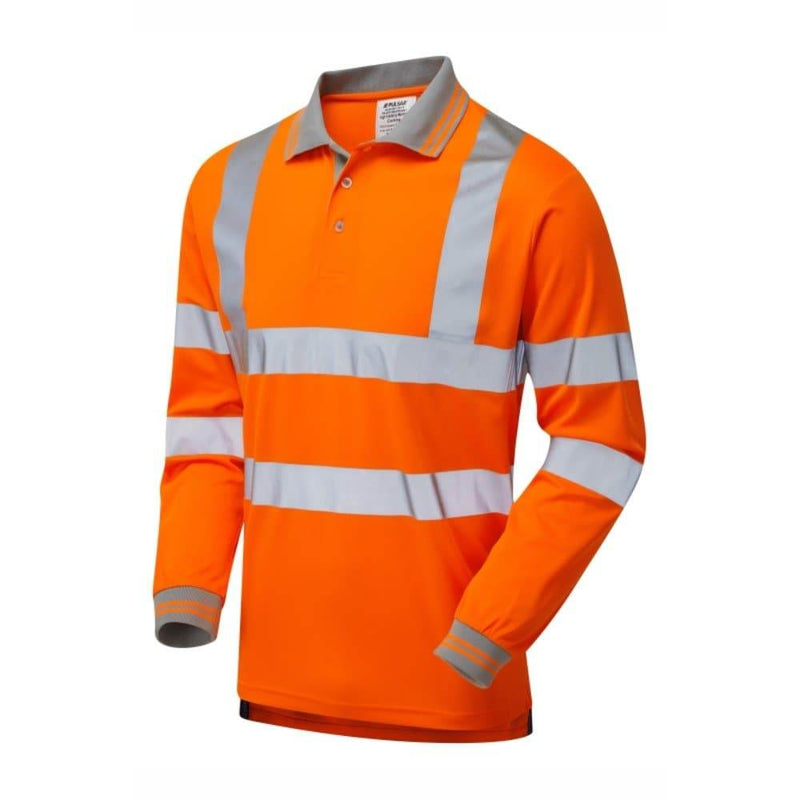 PULSAR PR470 Hi-Vis Orange Long Sleeve Polo Shirt - HI-VIS T-SHIRTS