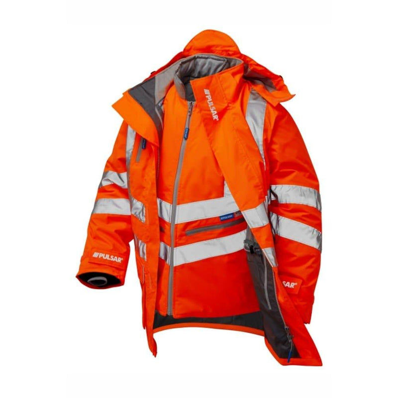 PULSAR PR497 Hi-Vis Orange 7-in-1 Storm Coat - HI-VIS JACKETS & COATS