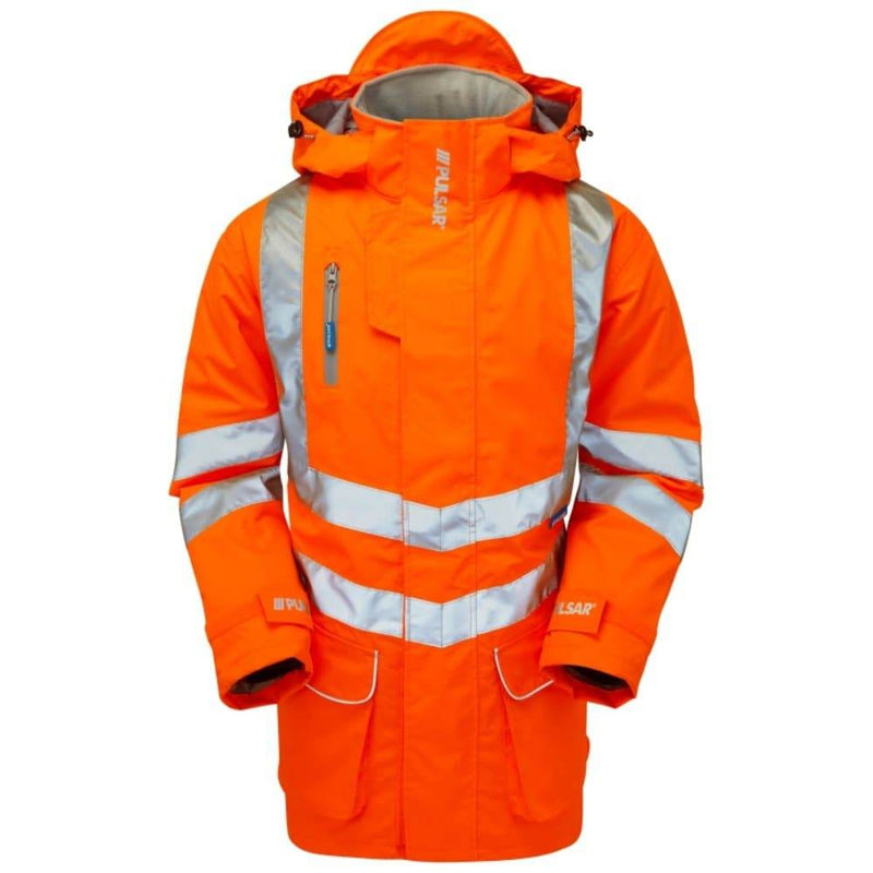 PULSAR PR499 Hi-Vis Orange Mesh Lined Storm Coat - HI-VIS JACKETS & COATS