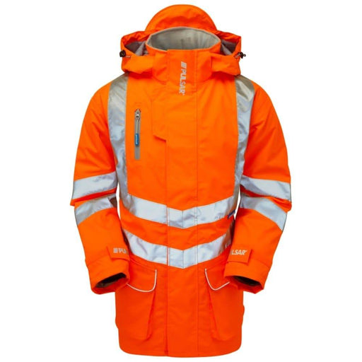 PULSAR PR499 Hi-Vis Orange Mesh Lined Storm Coat - HI-VIS JACKETS & COATS