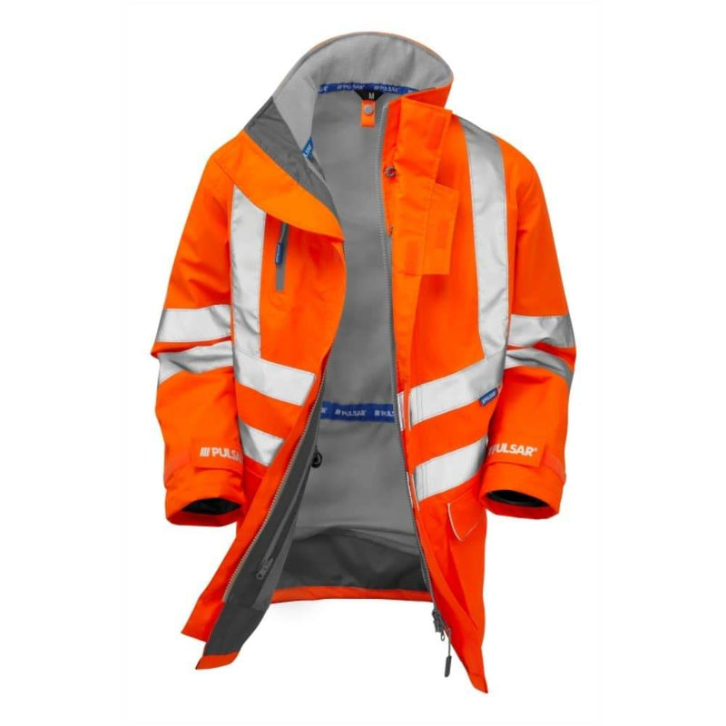 PULSAR PR499 Hi-Vis Orange Mesh Lined Storm Coat - HI-VIS JACKETS & COATS