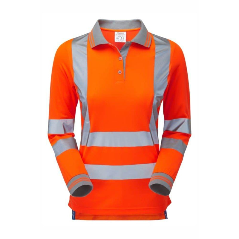 PULSAR PR703 Rail Spec Ladies Long Sleeve Polo Shirt - WOMENS HI-VIS CLOTHING