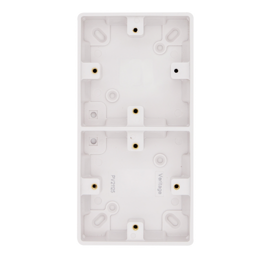 Caradok 2 x 1G 25mm White Dual Pattress Rounded Corners Veritage -