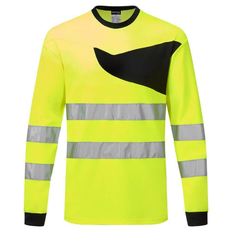 PORTWEST PW221 PW2 HI-VIS T-SHIRT L/S - HI-VIS T-SHIRTS