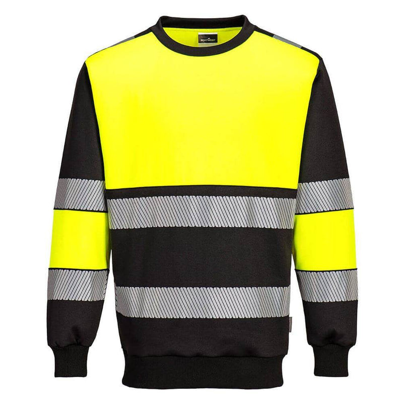 Portwest PW376 PW3 Hi-Vis Class 1 Crew Neck Sweatshirt - HI-VIS SWEATSHIRTS & HOODIES