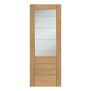 Palermo Essential 2XG Unfinished Internal Oak Door with Clear Etched Glass -