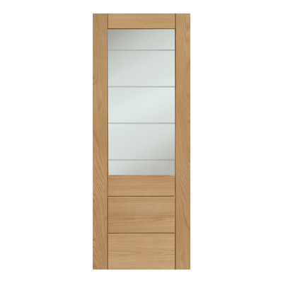 Palermo Essential 2XG Unfinished Internal Oak Door with Clear Etched Glass -