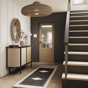 Palermo Essential 2XG Pre-Finished Internal Oak Door with Clear Etched Glass -