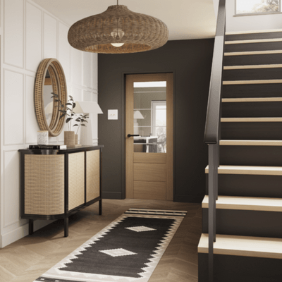 Palermo Essential 2XG Pre-Finished Internal Oak Door with Clear Etched Glass -