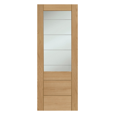 Palermo Essential 2XG Pre-Finished Internal Oak Door with Clear Etched Glass -