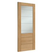 Palermo Essential 2XG Unfinished Internal Oak Door with Clear Etched Glass -