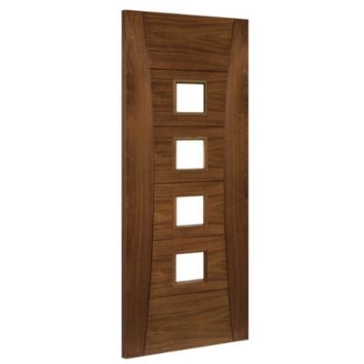 Pamplona Walnut Prefinished Glazed Internal Fire Door FD30 - All Sizes -