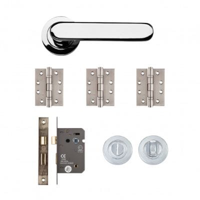 Parga Polished Chrome Bathroom Door Handle Kit -