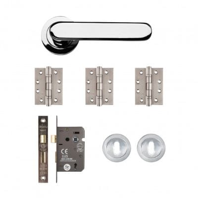 Parga Polished Chrome Mortice Door Handle Kit -