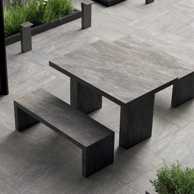 Ceres Slate Finish Outdoor Pebble Paving Tile (Pack of 2) - Outdoor & Garden