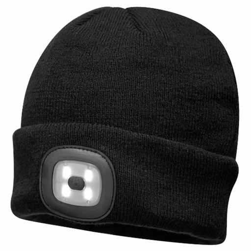 Portwest B029 USB Rechargeable LED Headlight Beanie Various Colours - HEADWEAR