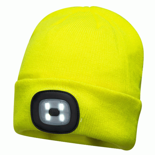 Portwest B029 USB Rechargeable LED Headlight Beanie Various Colours - HEADWEAR