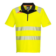 Portwest DX412 Hi-Vis Zip Neck Short Sleeve Polo T-Shirt - HI-VIS T-SHIRTS