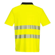Portwest DX412 Hi-Vis Zip Neck Short Sleeve Polo T-Shirt - HI-VIS T-SHIRTS