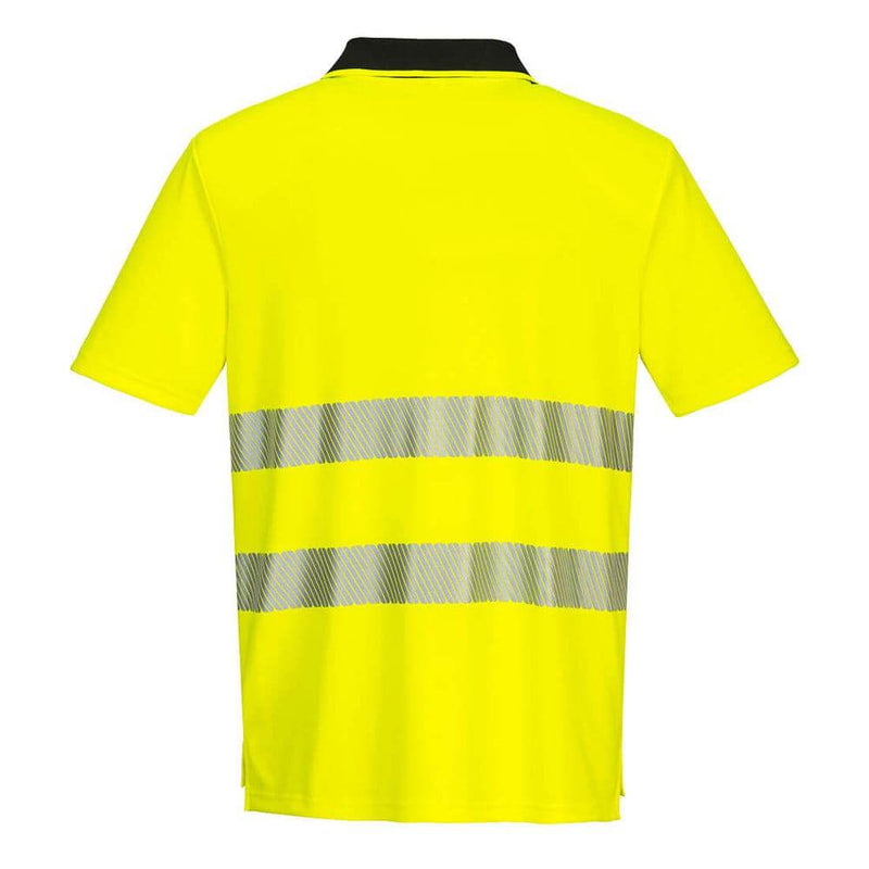 Portwest DX412 Hi-Vis Zip Neck Short Sleeve Polo T-Shirt - HI-VIS T-SHIRTS