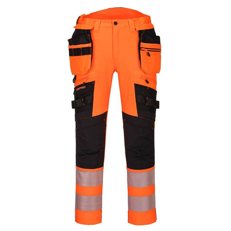 Portwest DX442 4-Way Stretch Hi-Vis Detachable Holster Pocket Trouser - HI-VIS TROUSERS