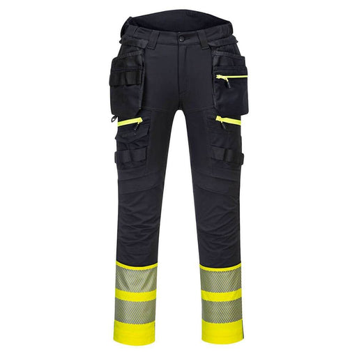 Portwest DX445 4-Way Stretch Hi-Vis Class 1 Holster Pocket Trouser Yellow/Black - HI-VIS TROUSERS