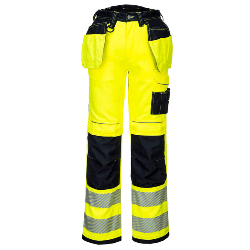 Portwest PW306 PW3 Hi-Vis Holster Pocket Kneepad Work Trousers - HI-VIS TROUSERS
