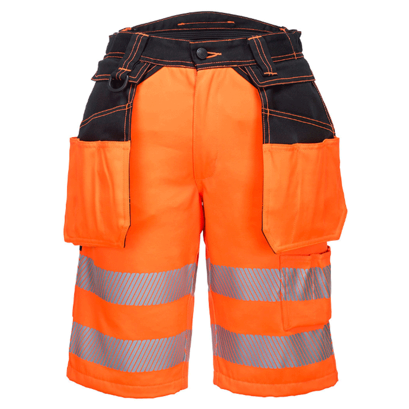 Portwest PW343 PW3 Hi-Vis Holster Pocket Work Shorts Various Colours - HI-VIS SHORTS
